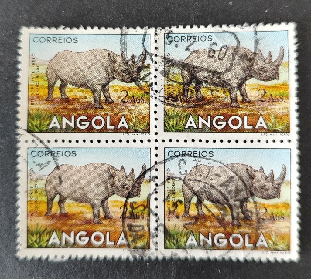 Angola 1606005 neushoorn blok, Ophalen of Verzenden, Gestempeld, Dier of Natuur