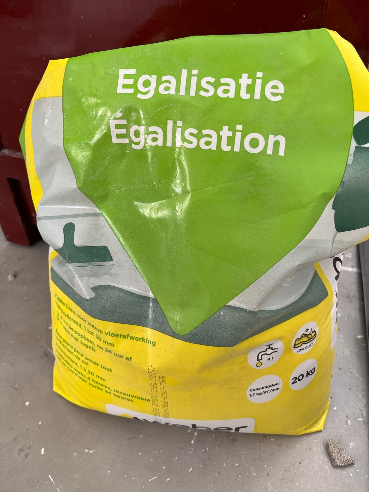 Halve zak egaline (ca. 10kg) - Weber Egalisatie, Doe-het-zelf en Verbouw, Ophalen, Overige typen, Minder dan 20 cm, Zo goed als nieuw