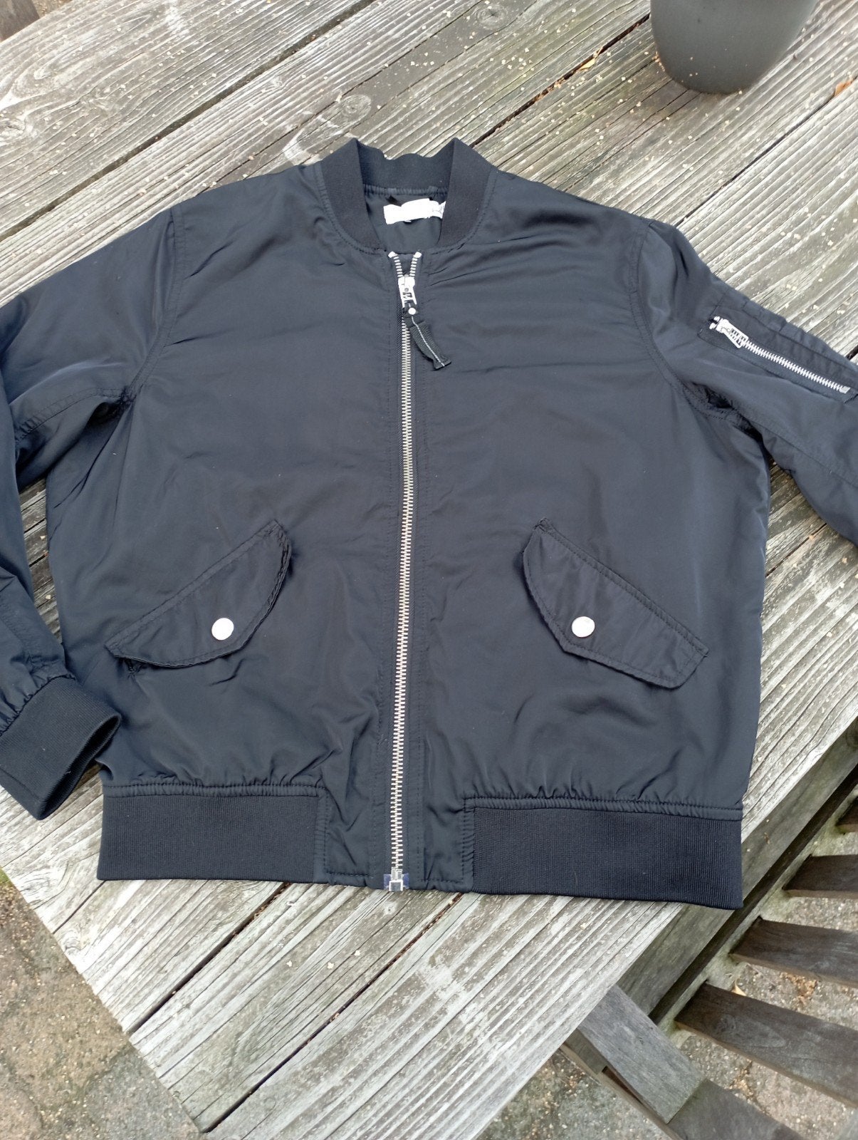 Leuk jasje model "bomber jack", merk H&M, mt 38, Ophalen of Verzenden, Zo goed als nieuw, Blauw