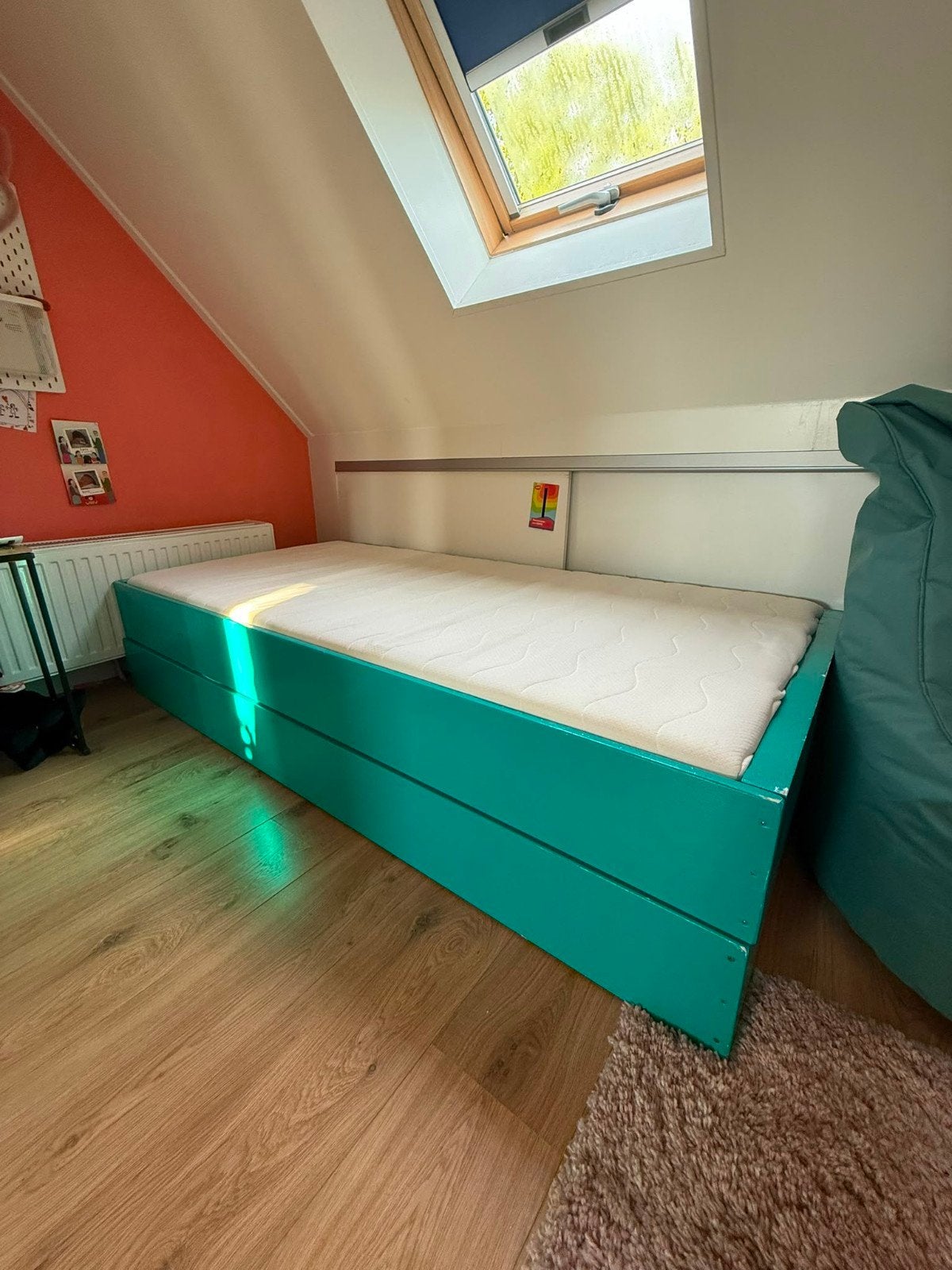2x Houten bed 190x90 cm met matras, oververfbaar, Huis en Inrichting, Slaapkamer | Bedden, Gebruikt, 90 cm, Hout, Overige kleuren