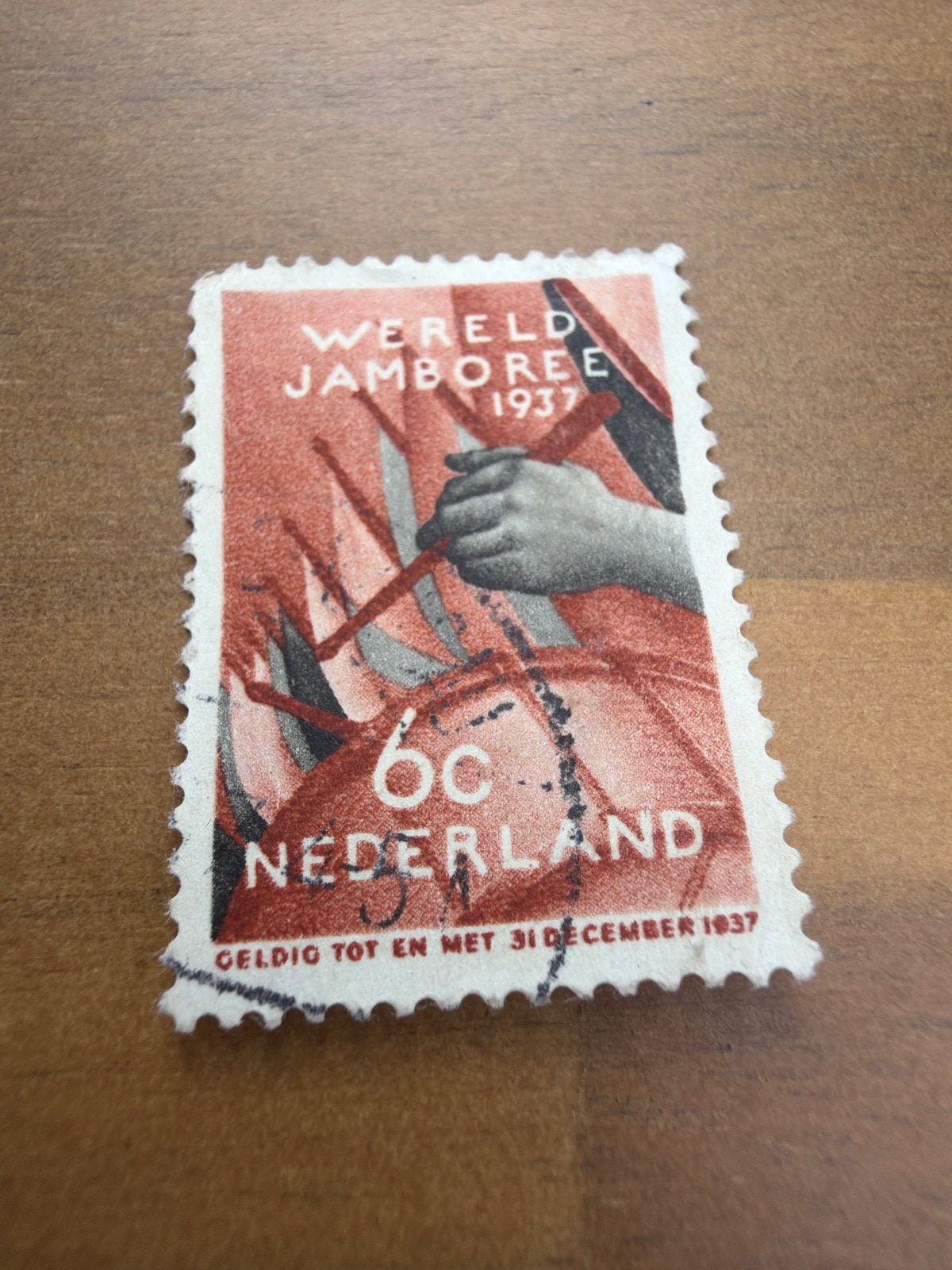 Nederland Wereld Jamboree 1937 postzegel 6c, Postzegels en Munten, Ophalen of Verzenden, T/m 1940, Gestempeld