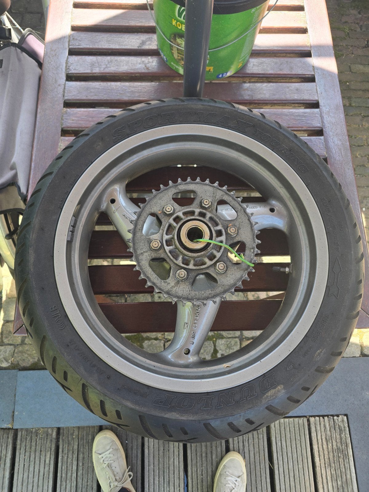 Dunlop 160/60ZR17 motorband met velg, Ophalen of Verzenden, Gebruikt