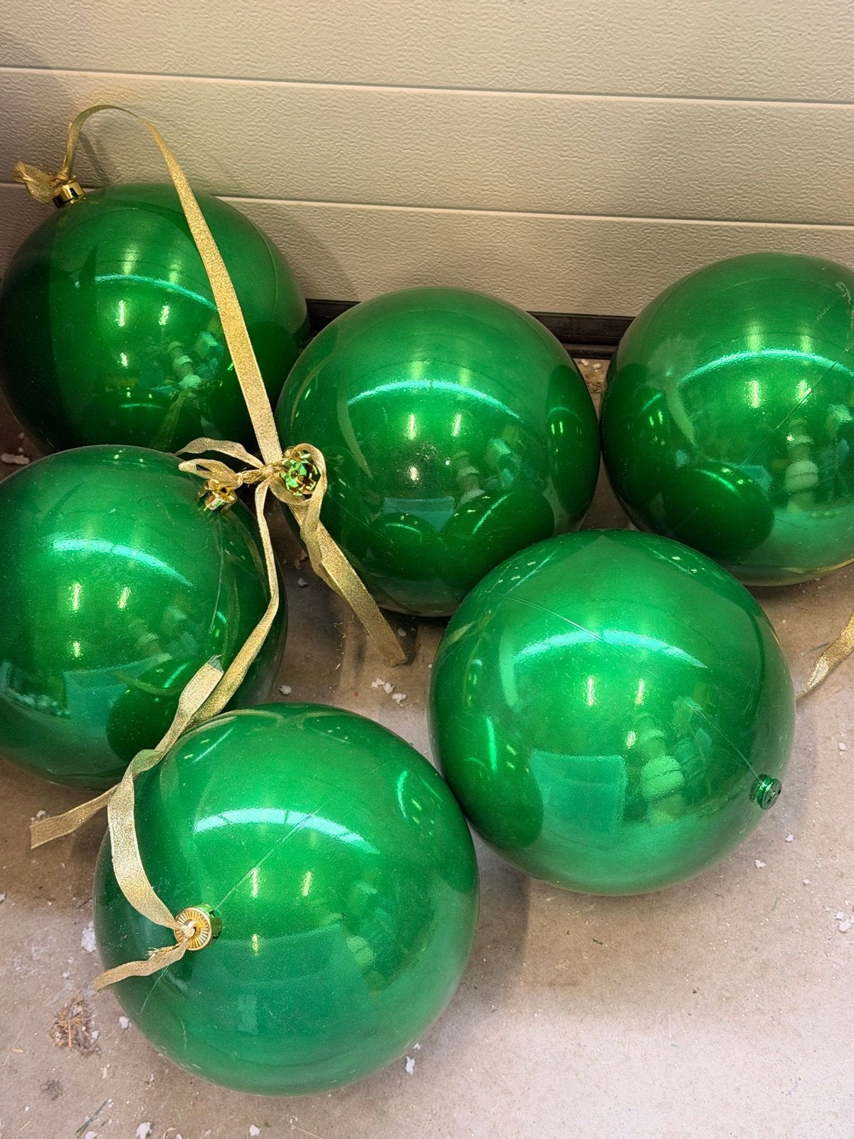 12 Groene kerstballen groot 25cm, Diversen, Ophalen, Gebruikt