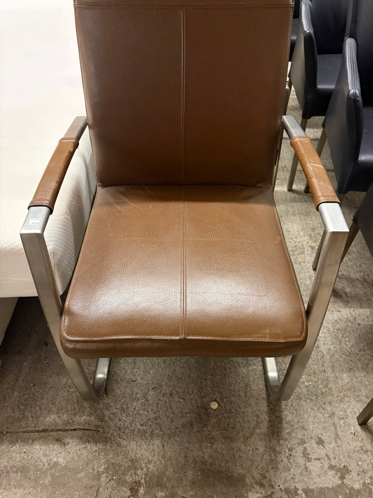 4 bruin leren eetkamerstoelen, Ophalen, Bruin, ., .