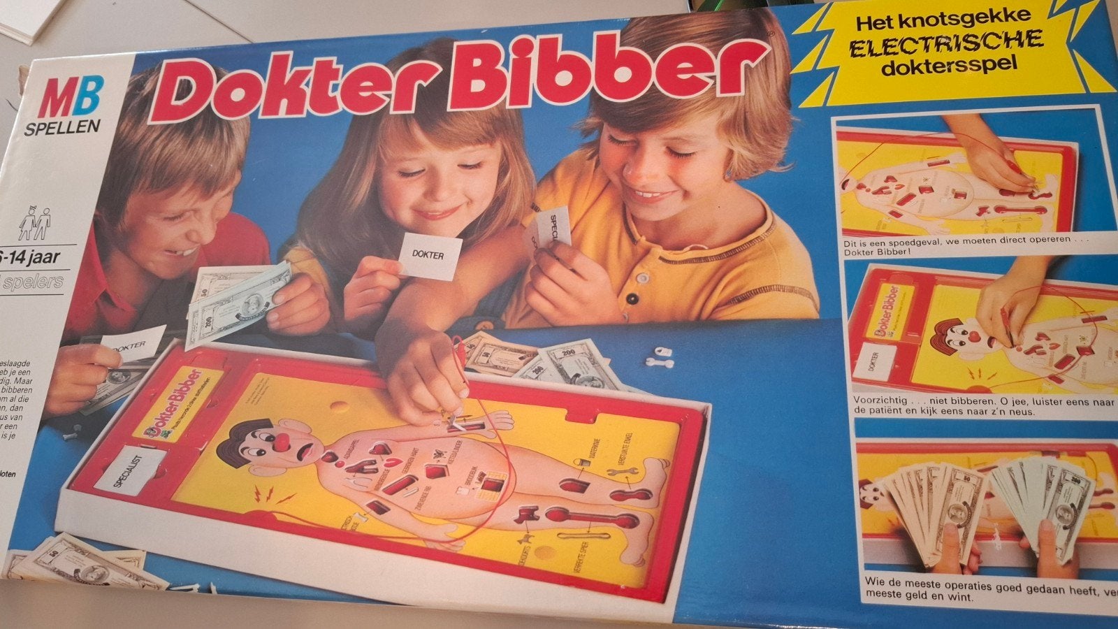 Dokter bibber vintage MB spellen compleet gezelschapsspel, Ophalen of Verzenden, Gebruikt