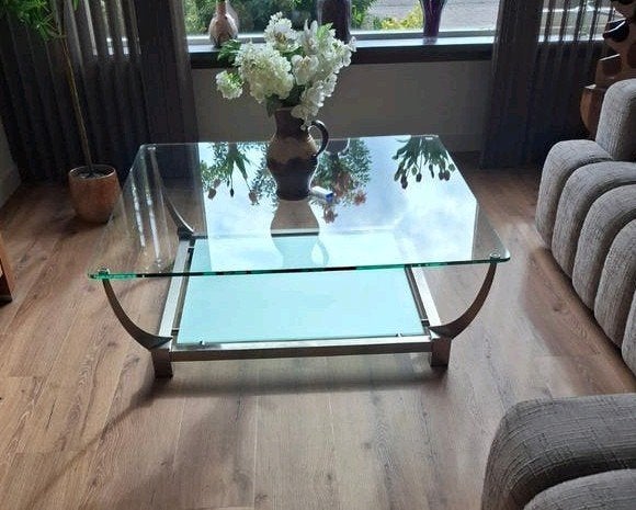 salontafel  120 x 120 cm, Huis en Inrichting, Tafels | Salontafels, Ophalen, Vierkant, Glas, 100 tot 150 cm