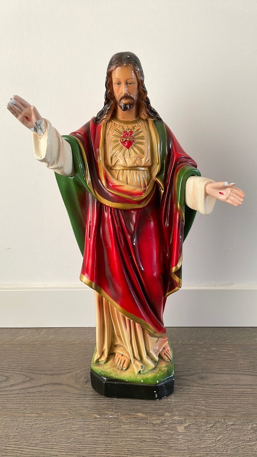 Prachtig Jezusbeeld met Heilig Hart decoratief beeld vintage, Ophalen of Verzenden