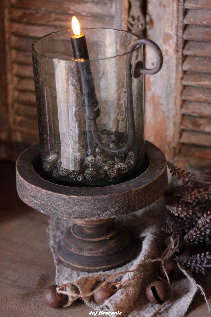 Etagère antique black met windlicht, Www.jufbrocante.nl, Www.jufbrocante.nl, Nieuw, Ophalen of Verzenden