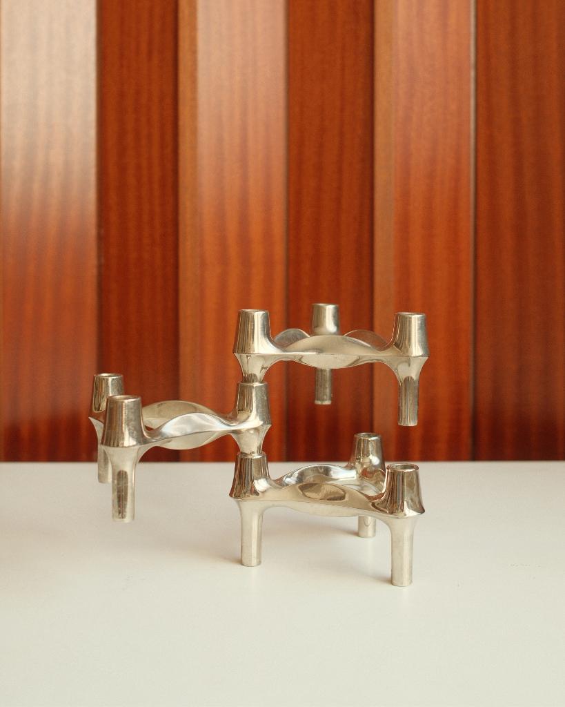 Modular Candle Holders in Chrome, Stoff Nagel/BMF, Nieuw, Ophalen of Verzenden, Grijs, Zilver