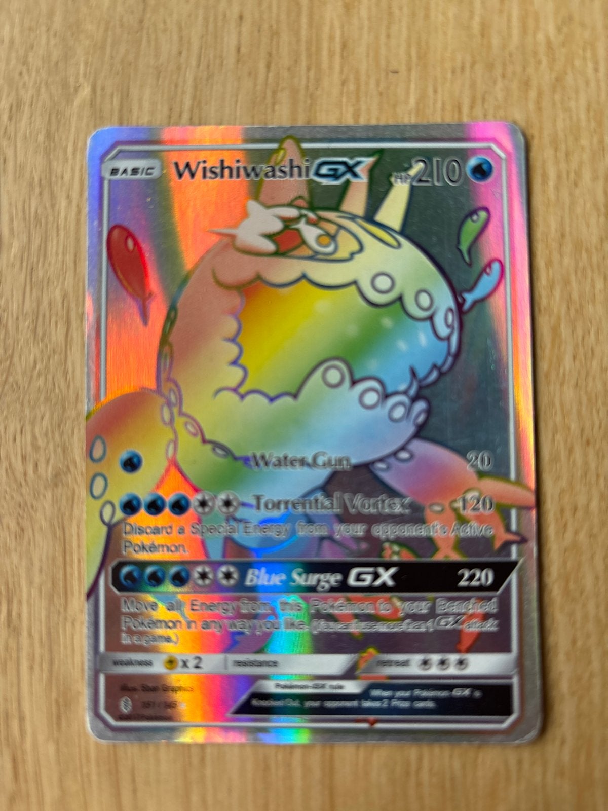 Wishiwashi GX Full Art Pokémon Kaart (157/145), Ophalen of Verzenden, Zo goed als nieuw, Losse kaart, Foil