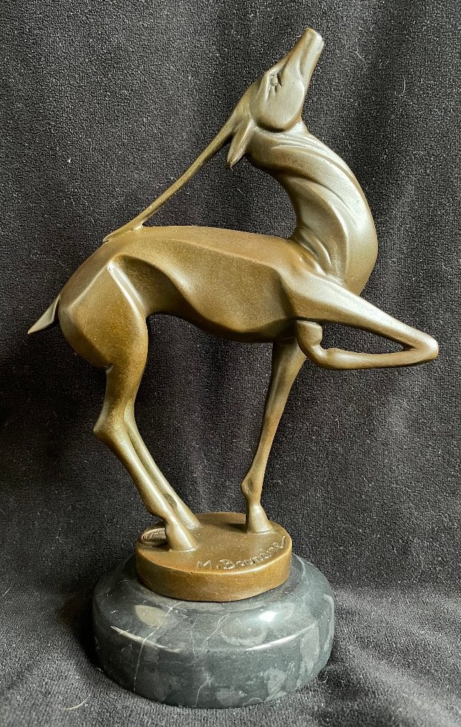 Bronzen Art Deco reekalf.Gesigneerd/stempel zuiver brons, Ophalen of Verzenden