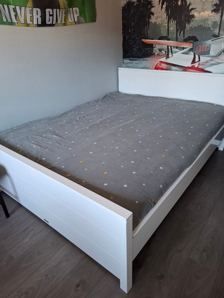 2 persoonsbed bopita wit, Ophalen, Tweepersoons, 160 cm, Hout