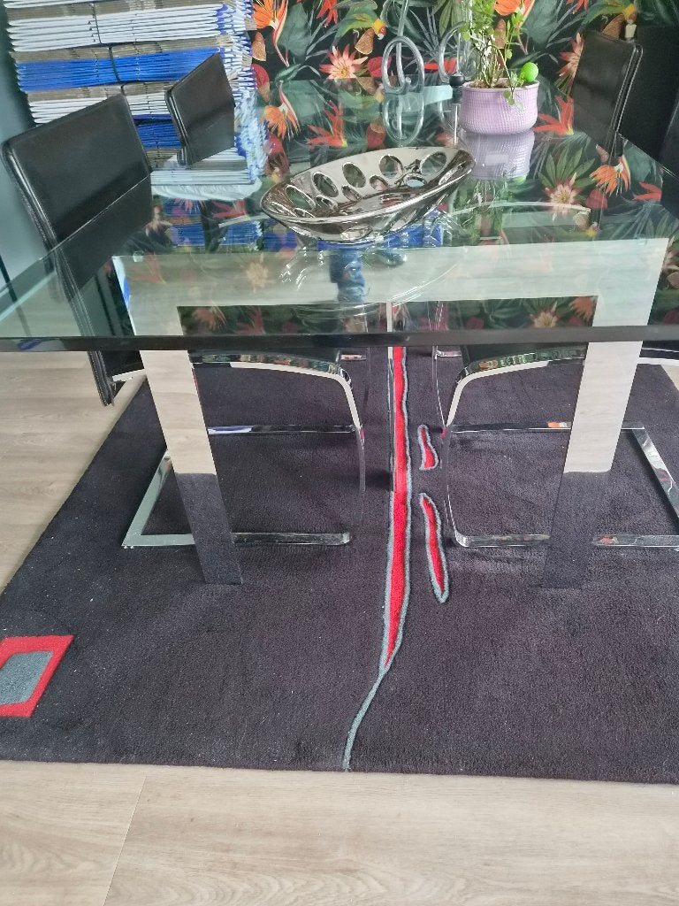 z Laurens Fisher  glazen tafel met chroom  onderstel, Huis en Inrichting, Tafels | Bijzettafels, Ophalen of Verzenden, 75 cm of meer