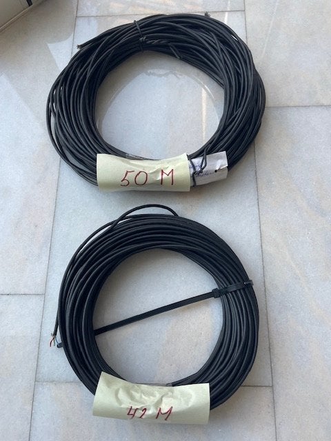 42 en 50 mtr Zwarte Instal.kabel 4 aderig +aarde manteldraad, Ophalen of Verzenden, Gebruikt, Kabel of Snoer