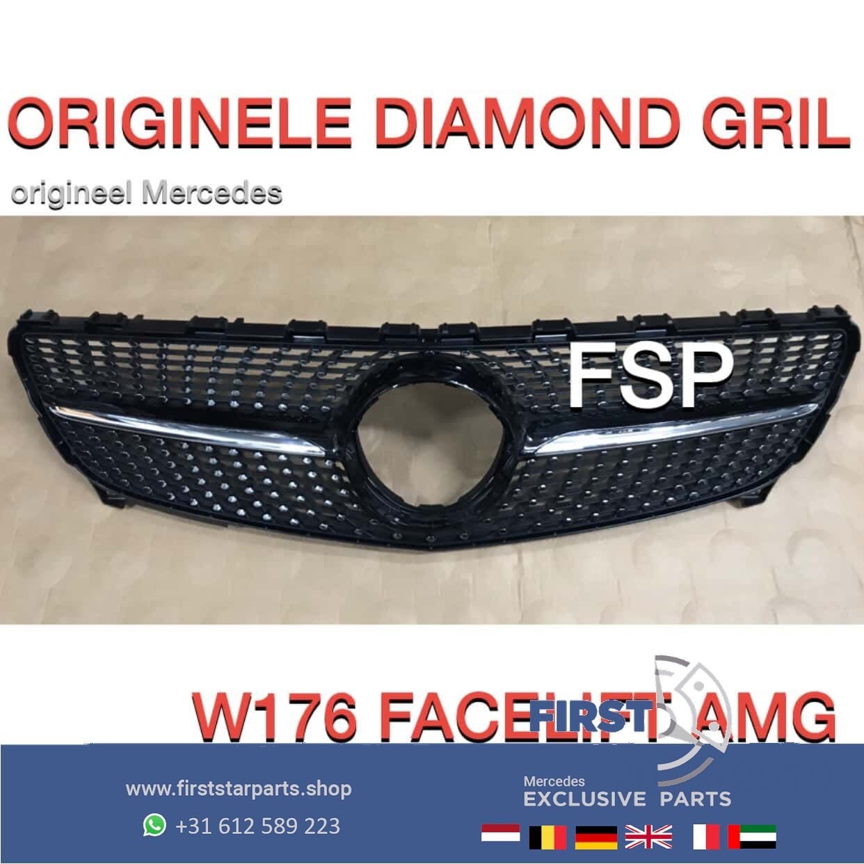 W176 diamond gril Mercedes A Klasse AMG FACELIFT ORIGINEEL 2, Gebruikt, -, Ophalen of Verzenden, -
