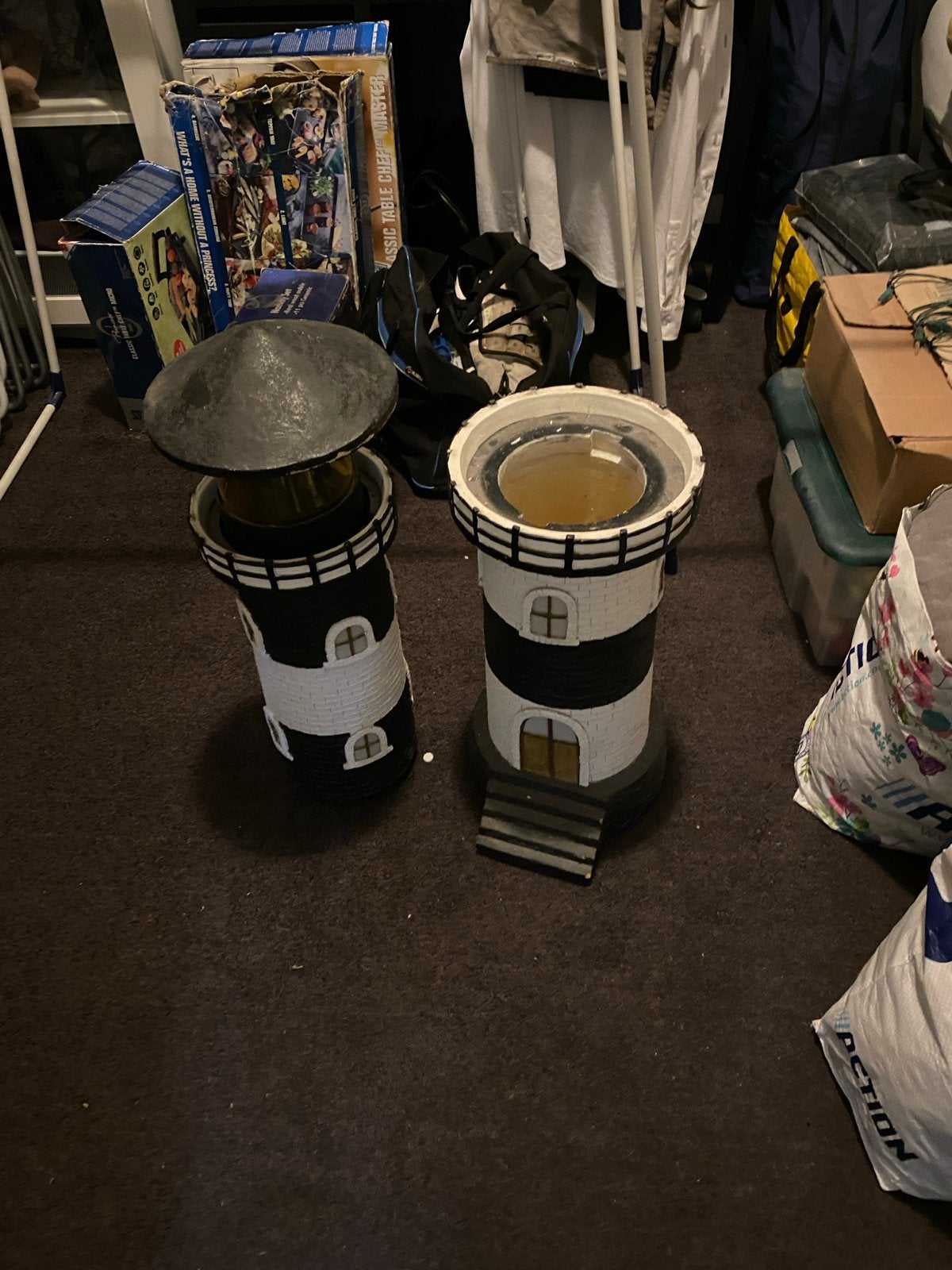 Decoratieve vuurtoren - Zwart/Wit gestreept, Ophalen, Gebruikt, Meerkleurig, Overige materialen