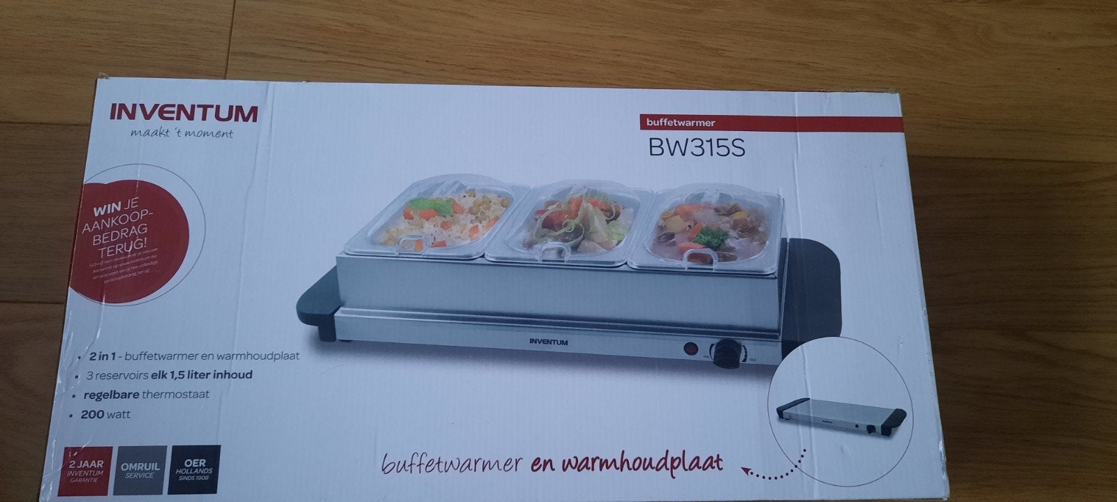 Inventum buffetwarmer,/warmhoudplaat 2x, Ophalen