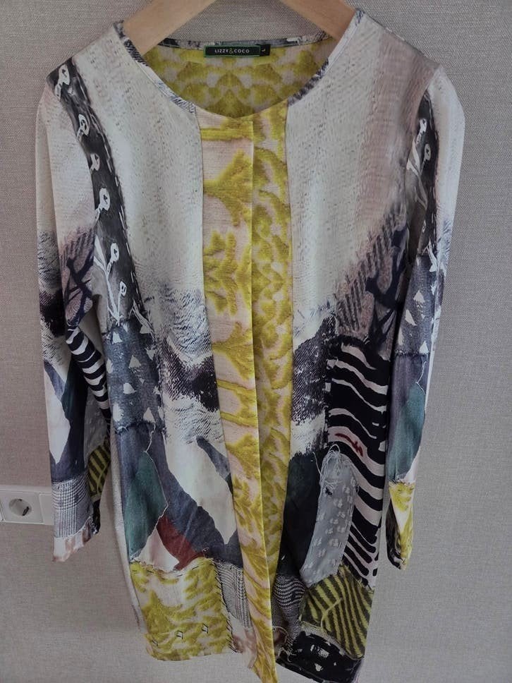 Lizzy & Coco Vest Maat L - Travelstof met Ribstof Detail, Meerkleurig, Maat 42/44 (L), Ophalen of Verzenden, Lizzy & Coco