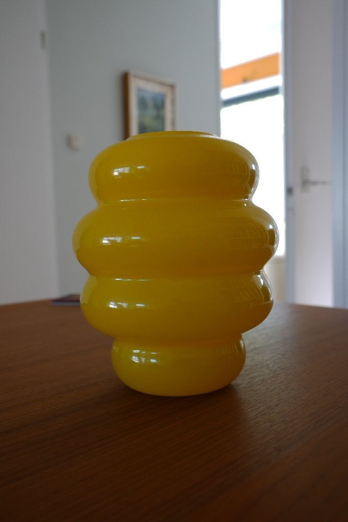 IKEA Källarhals vaas, Verzenden, Geel, Glas, Zo goed als nieuw