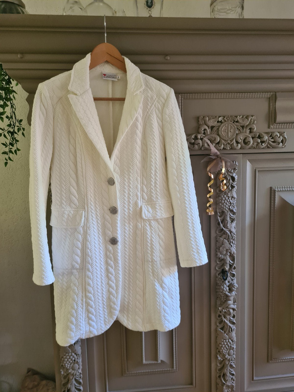 Helena Hart Lange Crème Blazer Maat M, Kleding | Dames, Ophalen of Verzenden, Zo goed als nieuw, Maat 38/40 (M), Beige
