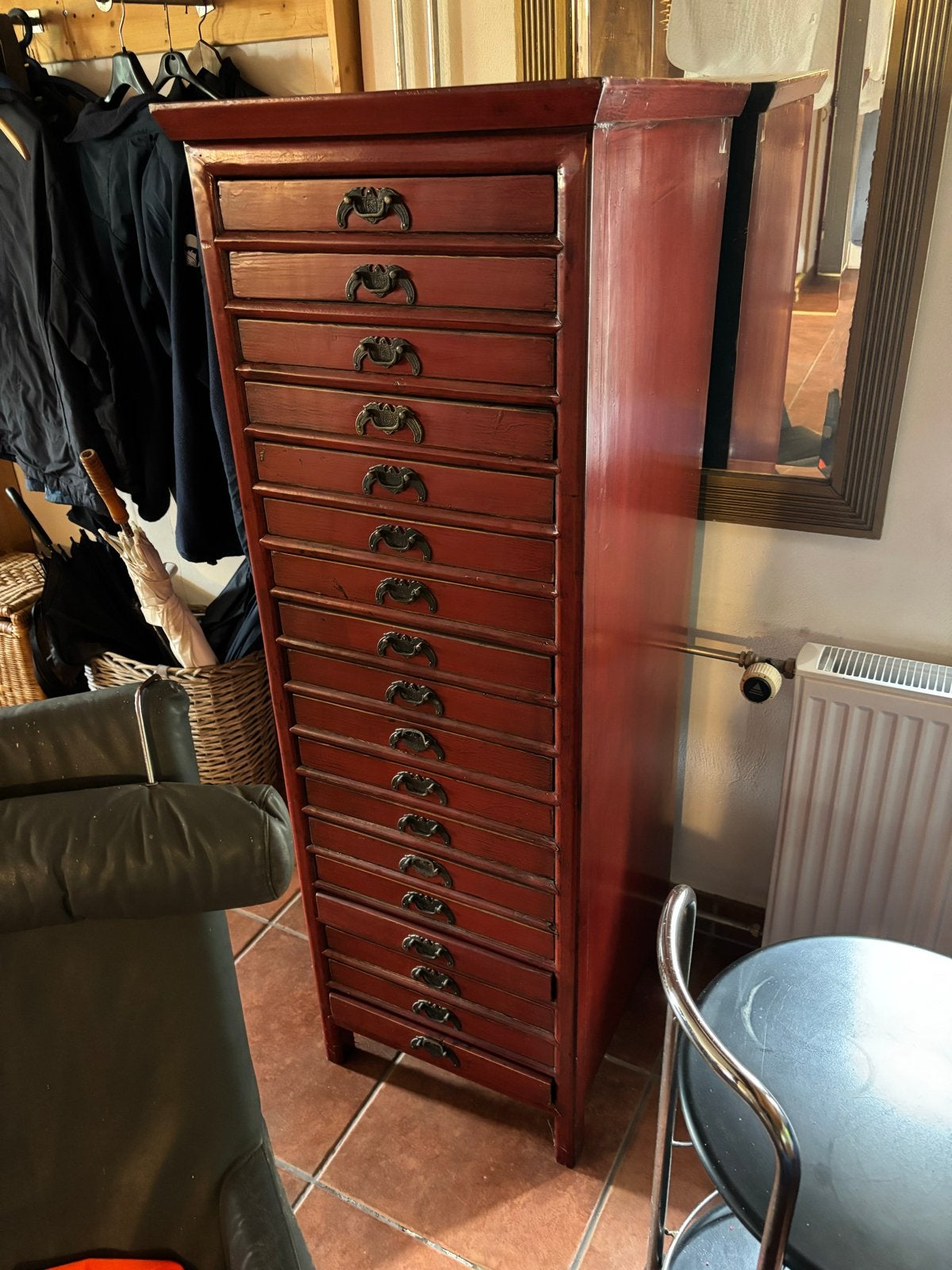 Antieke Chinese Apothekerskast / Ladenkast - Rood, Antiek en Kunst, Antiek | Meubels | Kasten, Ophalen