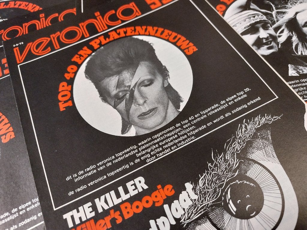 Top 40 velletjes Radio Veronica 1973 - 25 stuks, Verzamelen, Muziek, Artiesten en Beroemdheden, Gebruikt, Top 40, Ophalen of Verzenden