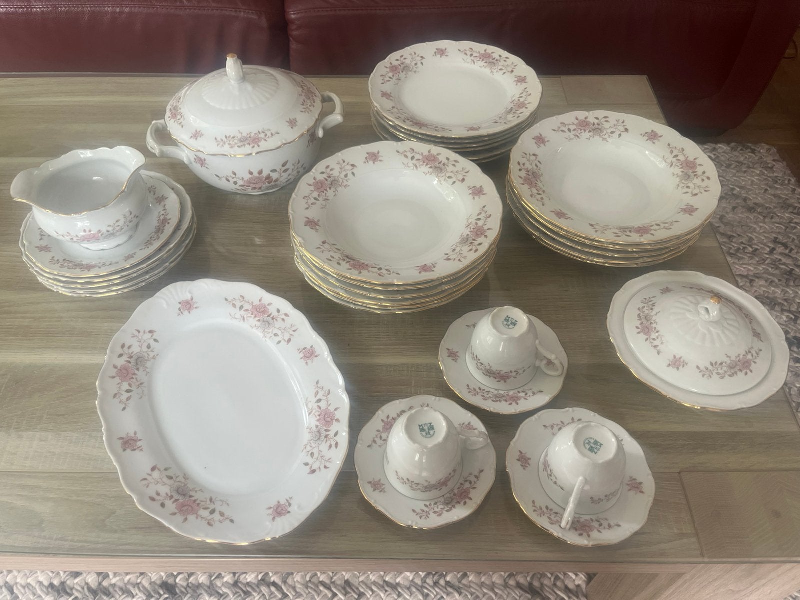 Czechoslovakia antiek servies met bloemetjes motief, Antiek en Kunst, Ophalen of Verzenden