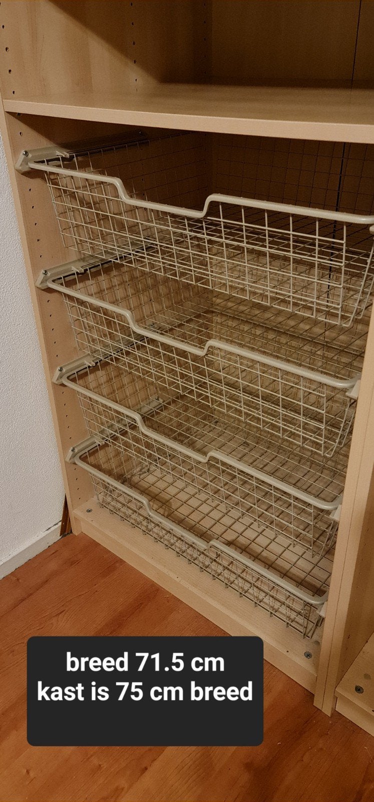 IKEA PAX Kastinterieur: Manden, Broekhanger, Kledingroede, Overige houtsoorten, Gebruikt, Met plank(en), Minder dan 100 cm