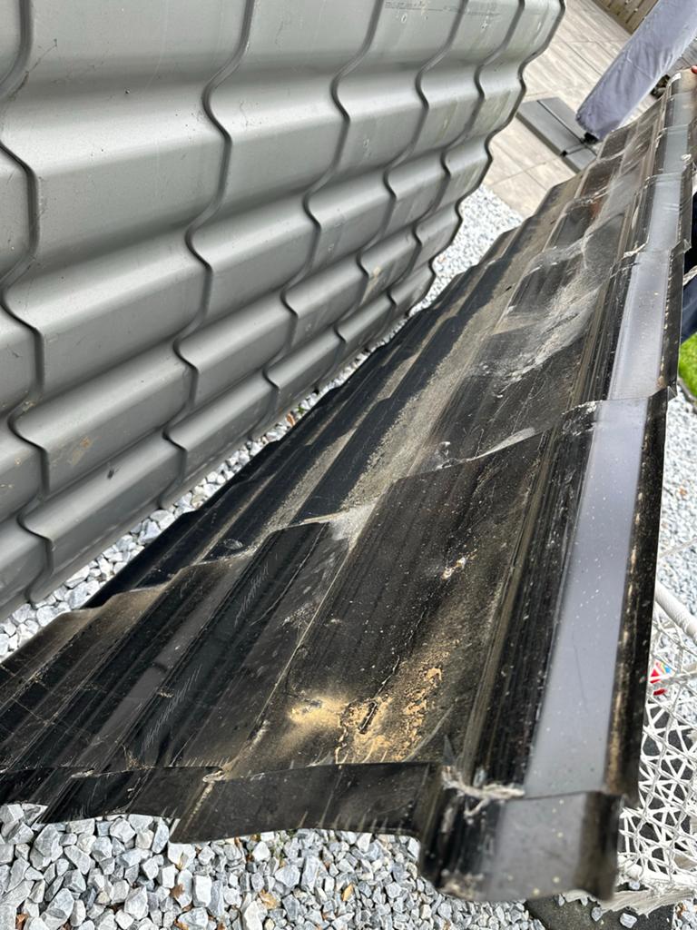 6x Dakplaten - Grijs/Zwart - Gebruikt, Doe-het-zelf en Verbouw, Dakpannen en Dakbedekking, Gebruikt, 5 tot 10 m², Metaal, Grijs