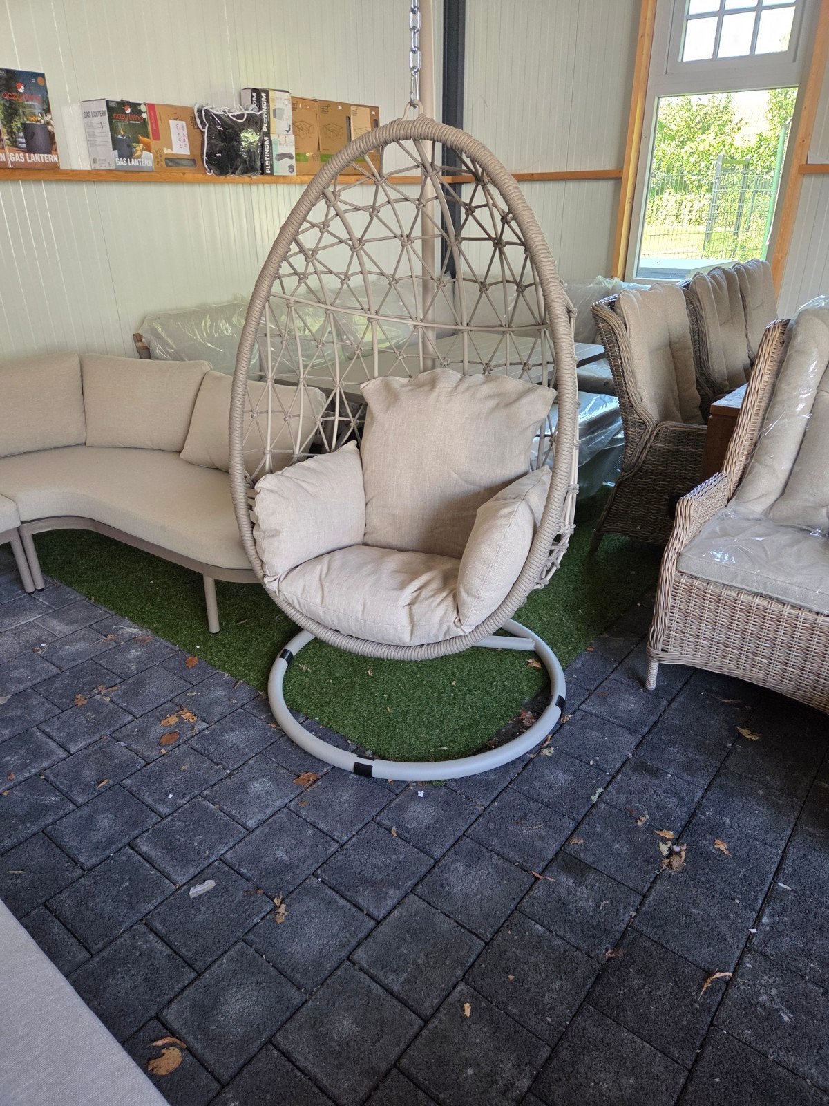 garden impressions hangstoel Panama swing egg taupe rope, Ophalen, Nieuw