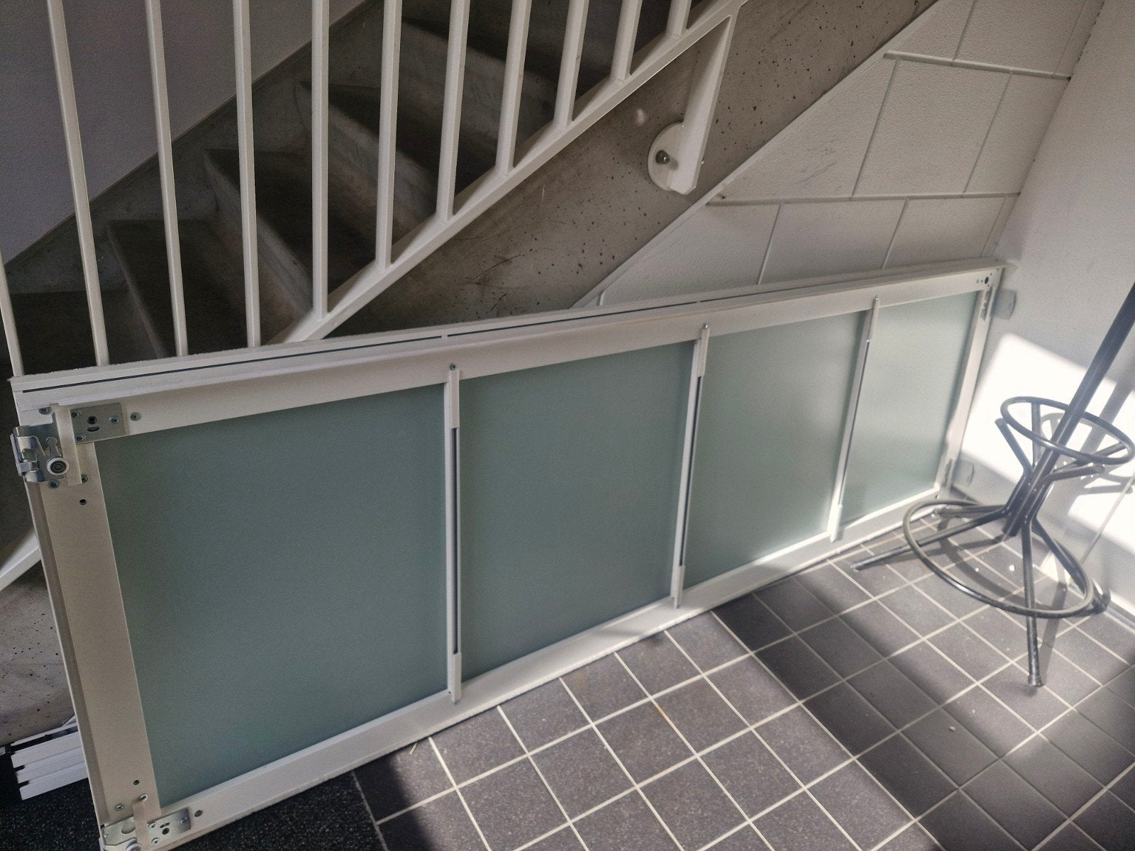 Witte svhuifdeuren met melkglas panelen, Ophalen, Gebruikt, Binnendeur, Glas
