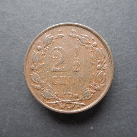 2 1/2 Cent 1890 Nederland, Verzenden, Koning Willem III, Losse munt