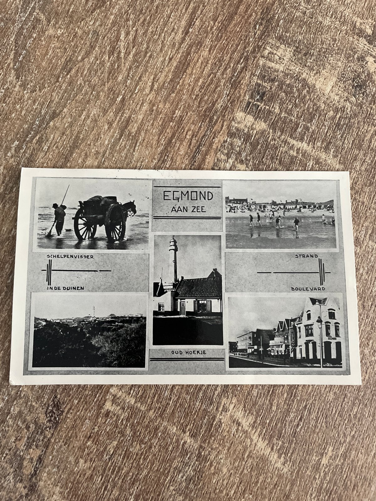 Oude ansichtkaart Egmond aan Zee - Schelpenvisser, Strand, Ophalen of Verzenden, 1940 tot 1960, Gelopen, Noord-Holland