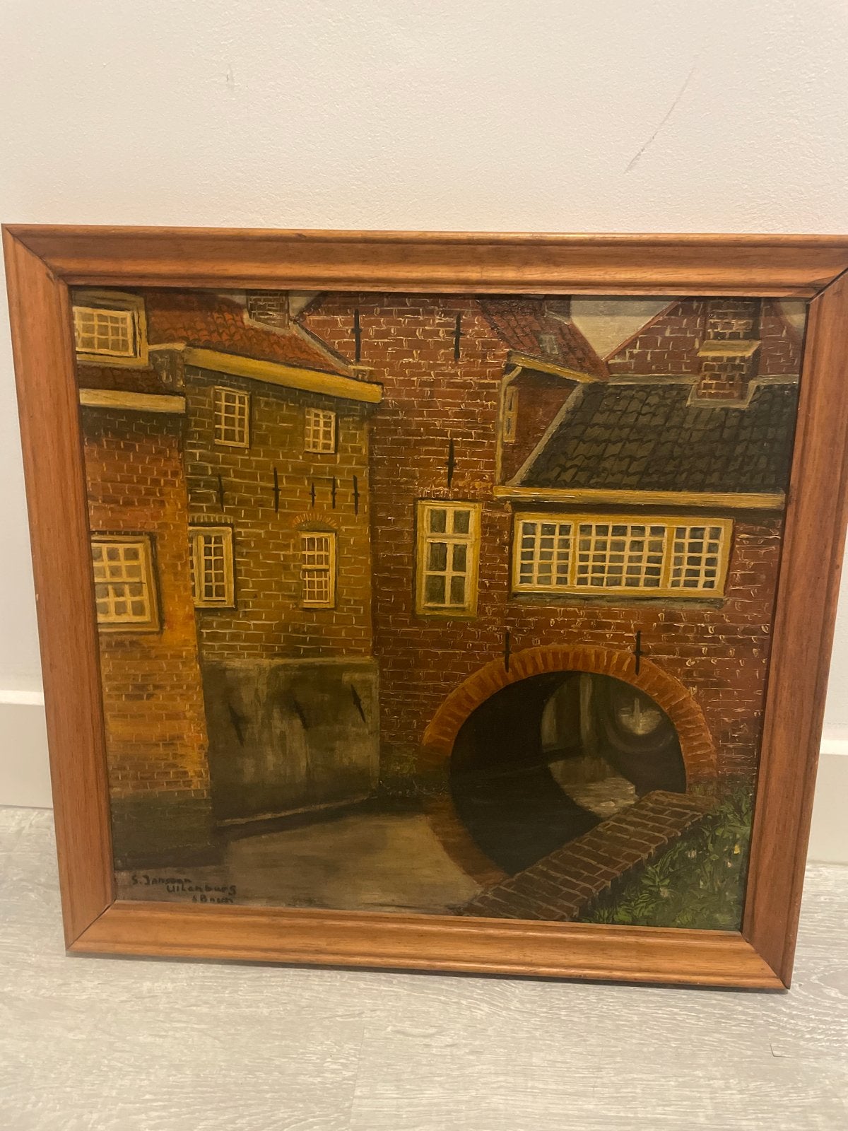 Schilderij S. Janssen - Uilenburg Den Bosch, Antiek en Kunst, Doek, Realistisch, Ophalen of Verzenden, Gesigneerd
