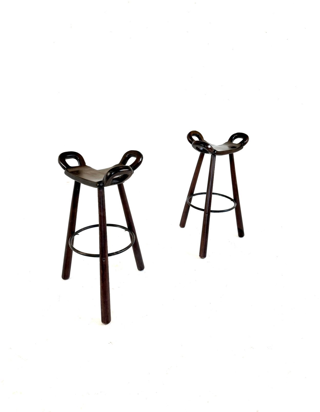 Set van 2 vintage ‘Marbella’ barkrukken ‘60, Huis en Inrichting, Barkrukken, Conoform, Met voetsteun, 60 tot 90 cm, Ophalen of Verzenden