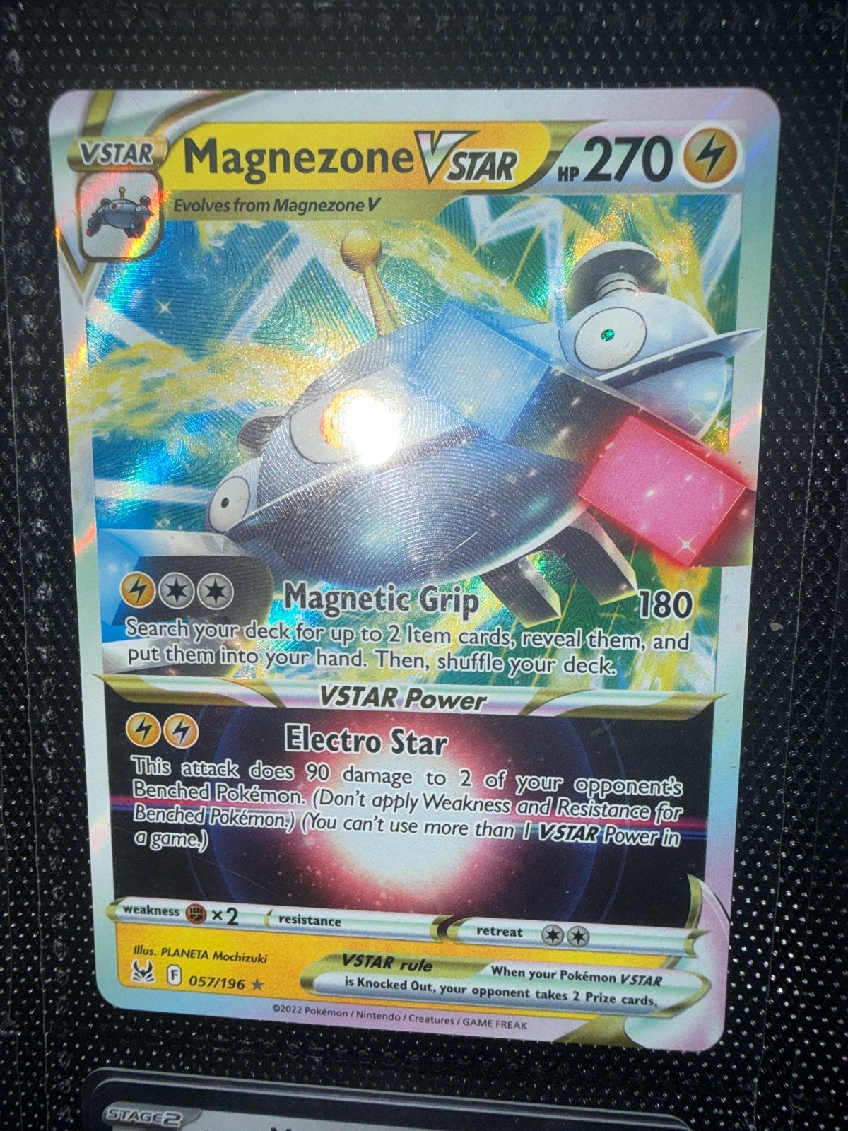 Magnezone VSTAR Pokémon kaart 057/196, Hobby en Vrije tijd, Ophalen of Verzenden, Zo goed als nieuw, Losse kaart, Foil