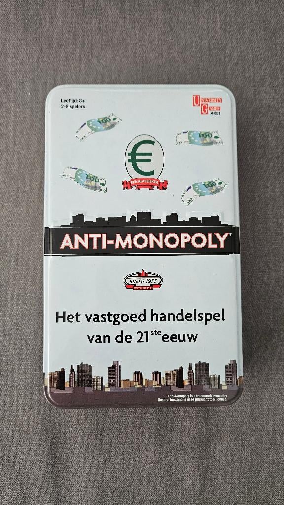 Anti-monopoly - bordspel, Hobby en Vrije tijd, Gezelschapsspellen | Bordspellen, University Games, Ophalen of Verzenden, Zo goed als nieuw
