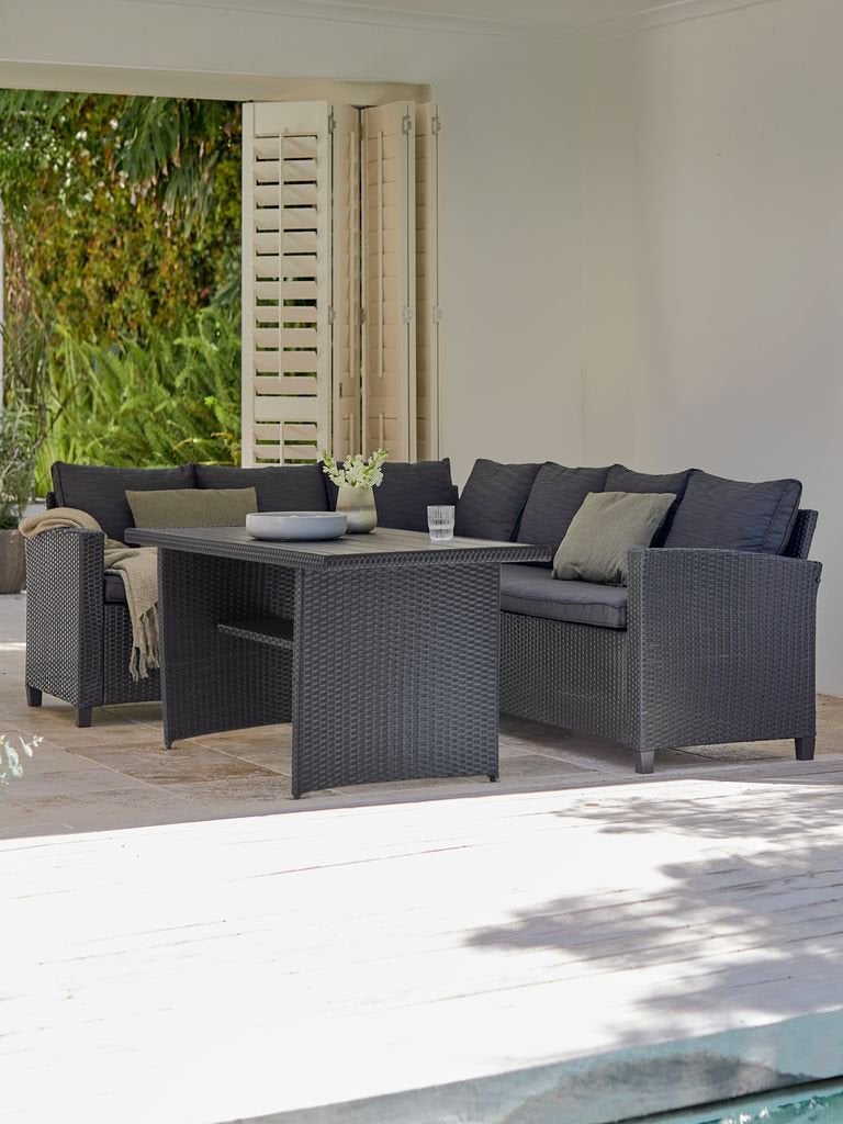 Tafel loungeset Agermose (Jysk), Tuin en Terras, Ophalen, Kunststof, Eettafel, Nieuw