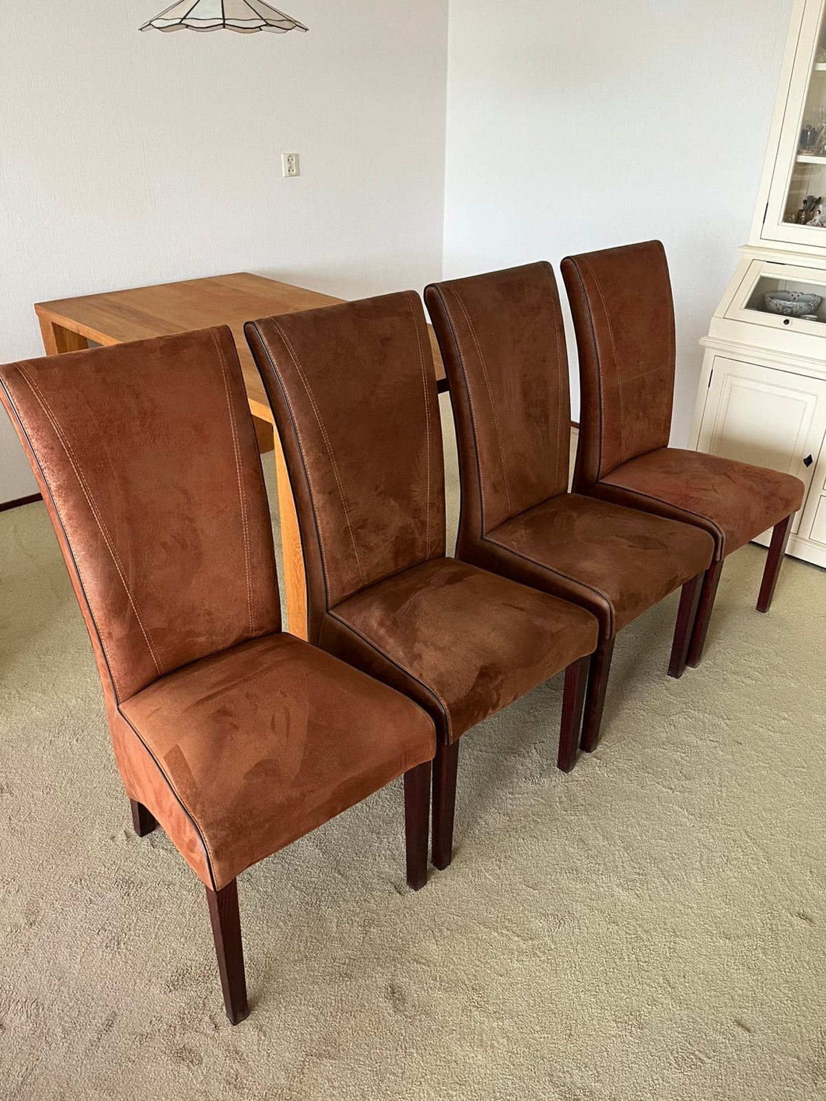 Set van 4 eetkamerstoelen, Ophalen, Gebruikt, Bruin, Leer