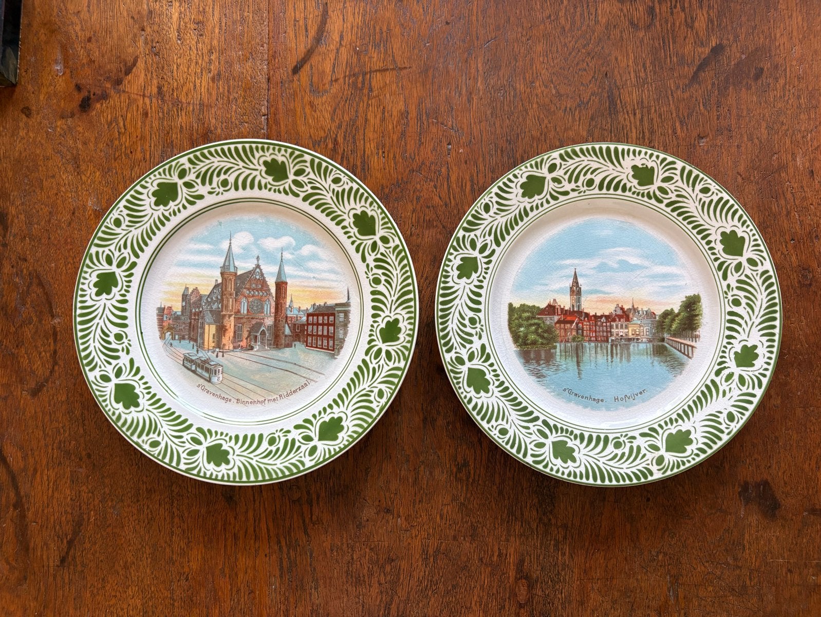 Set van 2 wandborden met stadsgezichten van Den Haag, Ophalen of Verzenden