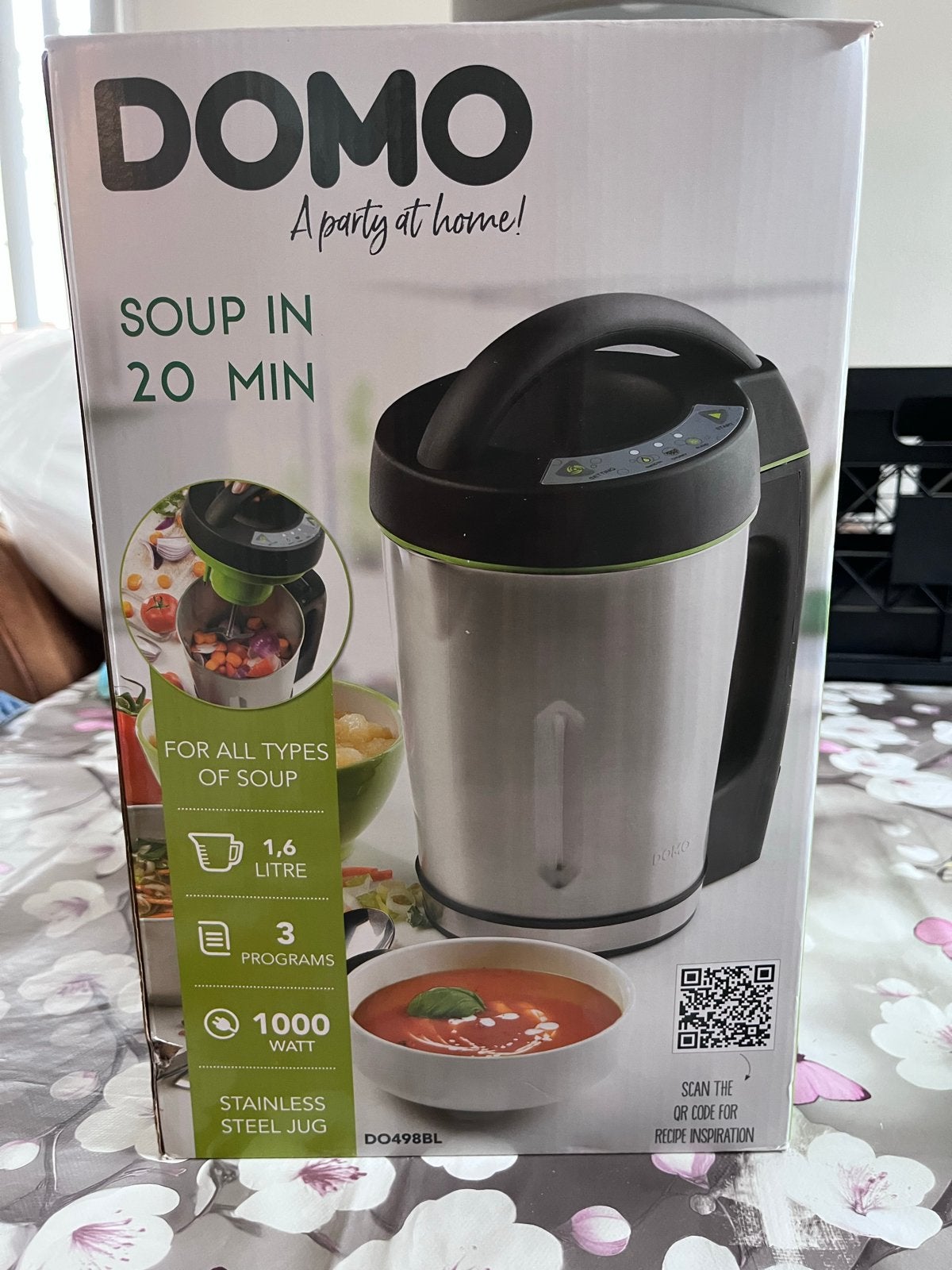 Domo Soepmaker DO498BBL - RVS - 1.6L - 1000W, 1 tot 2 liter, Ophalen, Nieuw, 3 snelheden of meer