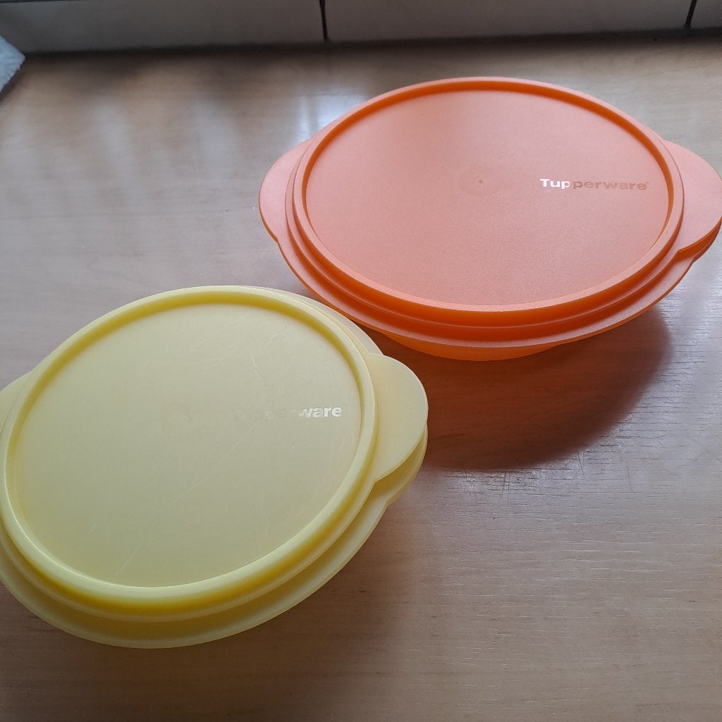Twee opvouwbare doosjes van Tupperware, Huis en Inrichting, Keuken | Tupperware, Ophalen of Verzenden, Zo goed als nieuw, Oranje