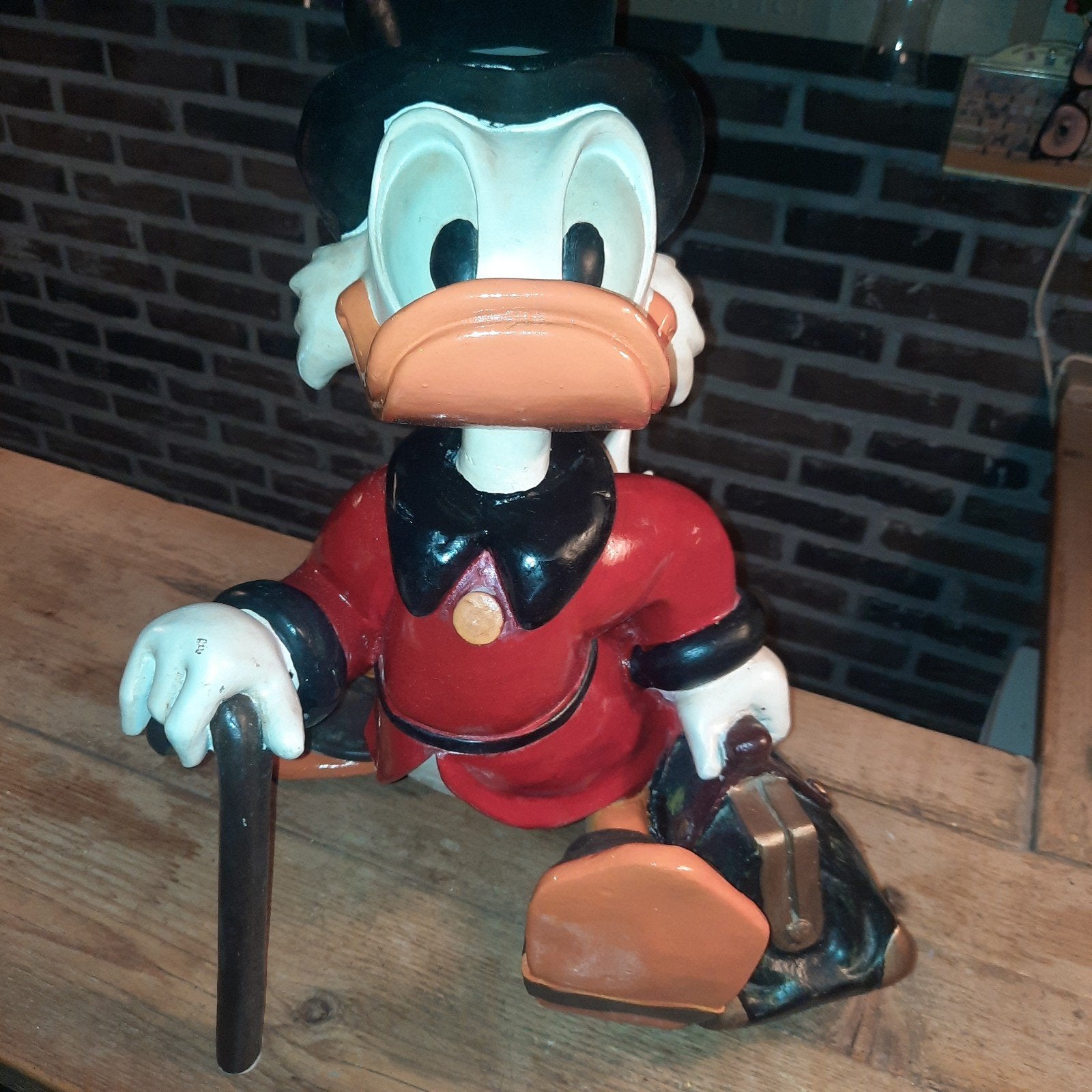 Grote Oom Dagobert Duck Beeld - Disney Figuur, Verzamelen, Ophalen, Donald Duck, Gebruikt, Beeldje of Figuurtje