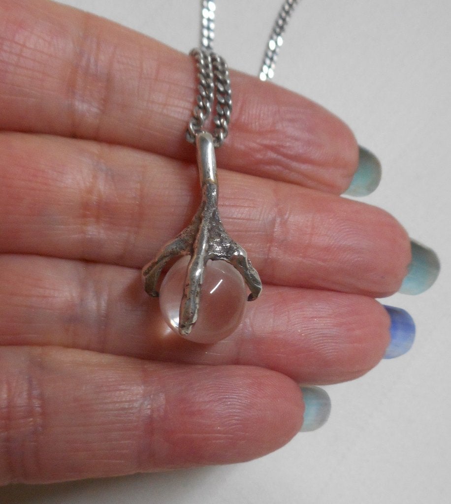 Zilveren ketting met aparte hanger klauw nr.1048, Met hanger, Verzenden, Zo goed als nieuw, Zilver