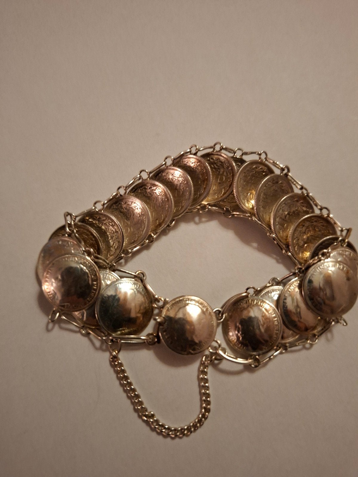 Zilveren Wilhelmina 10 cent armband (Oorlogsketting), Sieraden, Tassen en Uiterlijk, Ophalen of Verzenden, Gebruikt, Zilver, Zilver