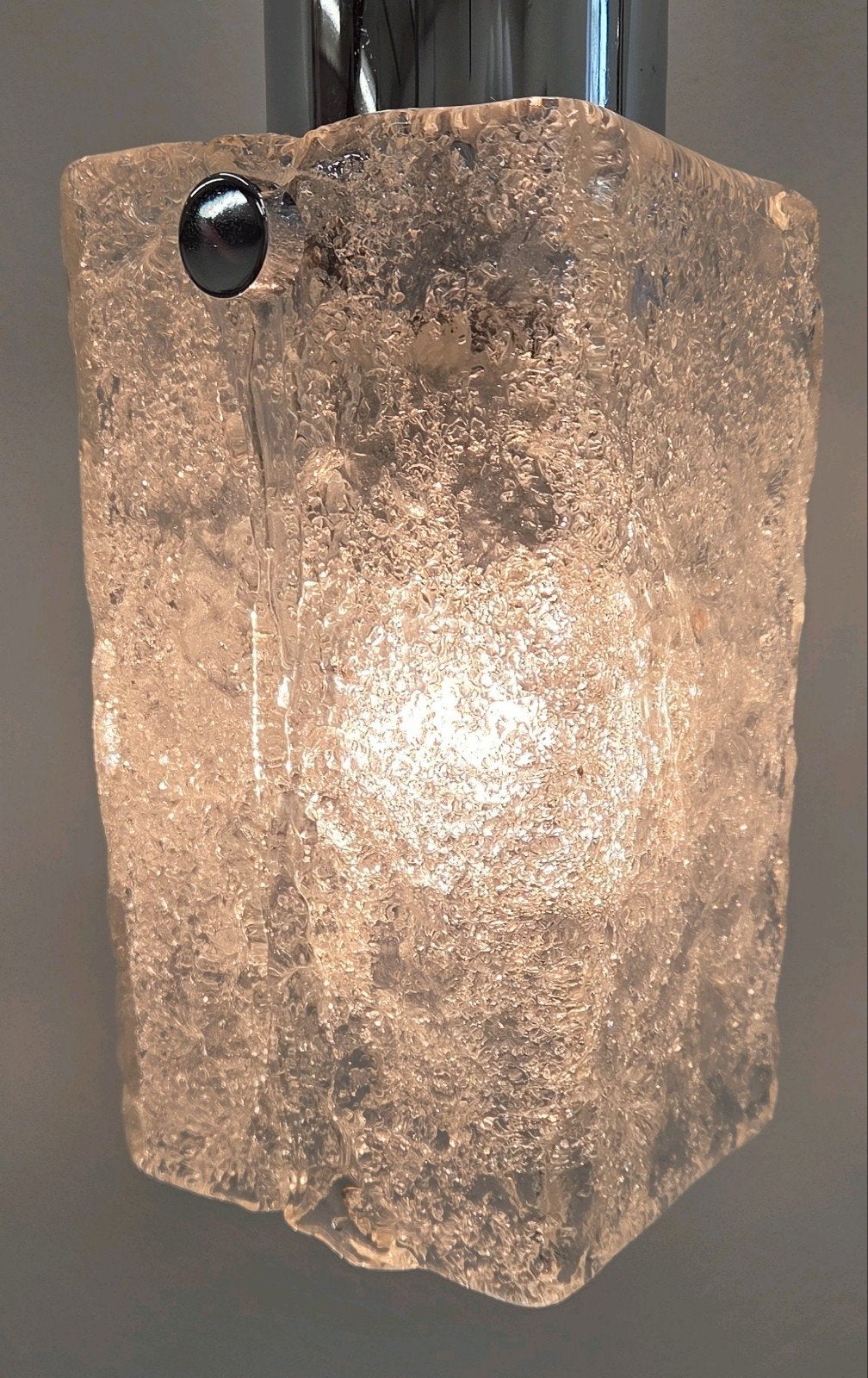 Mid century Hillebrand plafondlamp jaren 60 ijsglas Murano, Huis en Inrichting, Ophalen, E27 (groot), Glas, Zo goed als nieuw