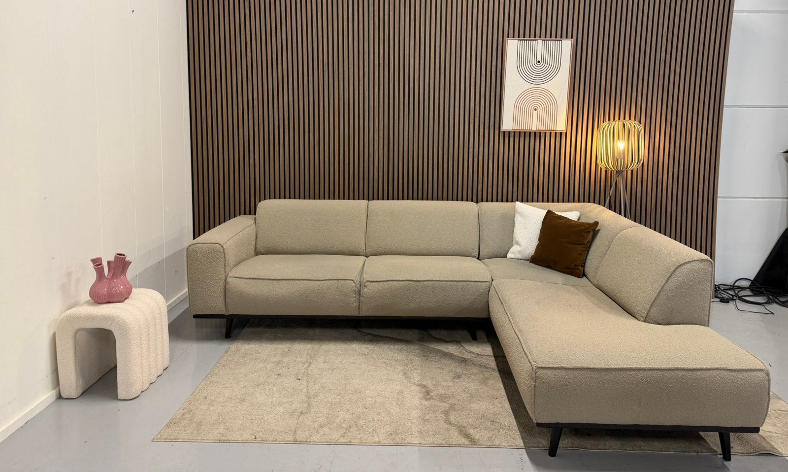 Be Pure Home - Boucle - Hoekbank - Beige - Zeer Nette Staat, Huis en Inrichting, Ophalen of Verzenden, Zo goed als nieuw, 150 cm of meer