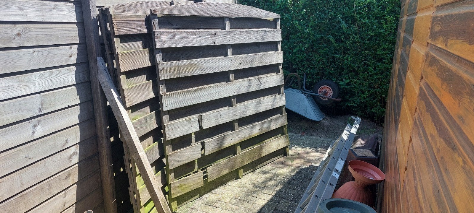 Houten schuttingdelen - Gebruikt, Tuin en Terras, Ophalen, Minder dan 3 meter, Hout, 1 tot 2 meter