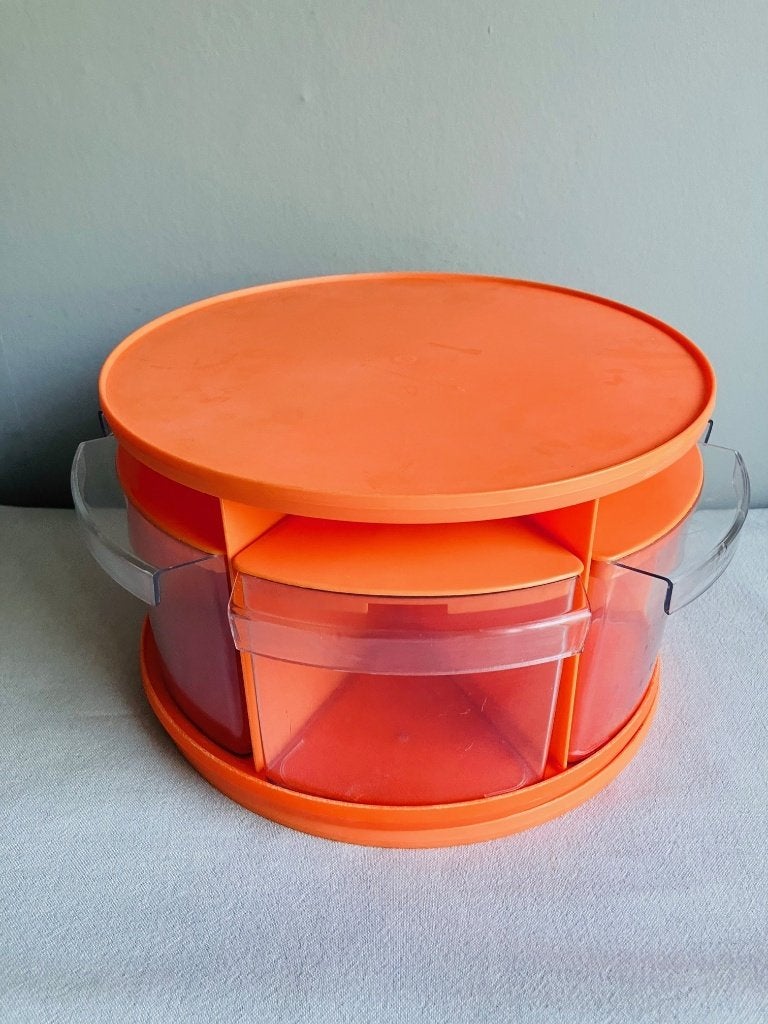 tafelcarrousel draaiplateau seventies oranje etenswaren, Ophalen of Verzenden, Overige typen