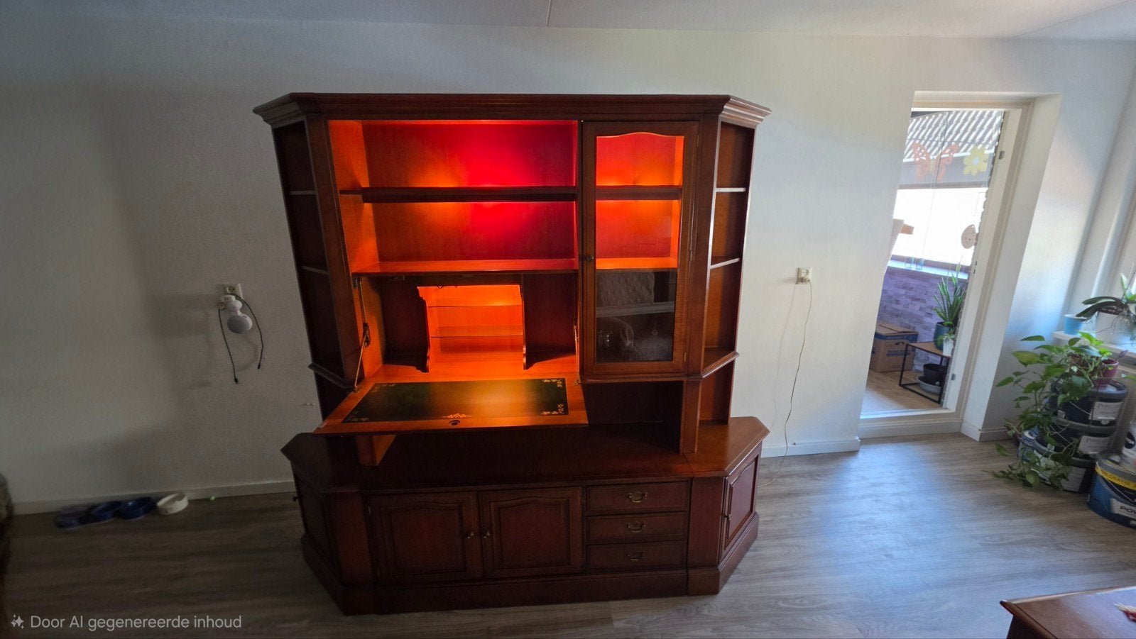 Mooie kersenhouten kast met secretaireklep veel opbergruim, Ophalen, Gebruikt, 200 cm of meer, Kersenhout